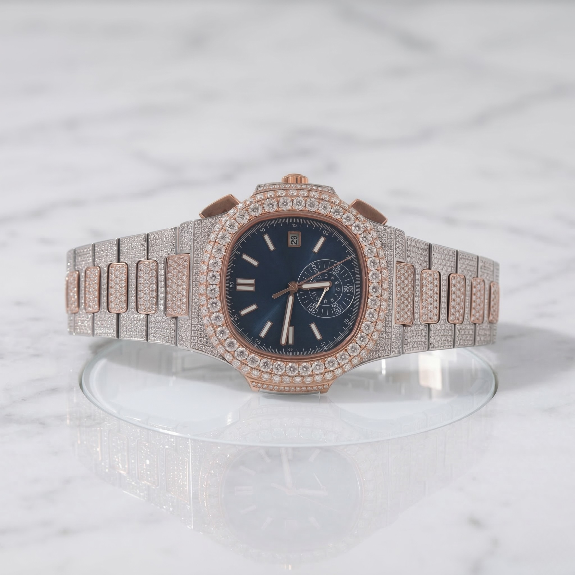 Moissanite Diamond Studded Luxury Watch - Automatic Movement