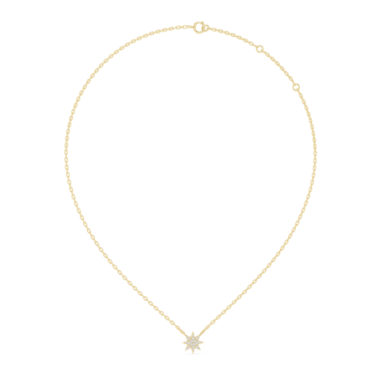 8 Point Diamond Star Pendant | Round Brilliant Cut Natural Diamond Necklace E Color VS1