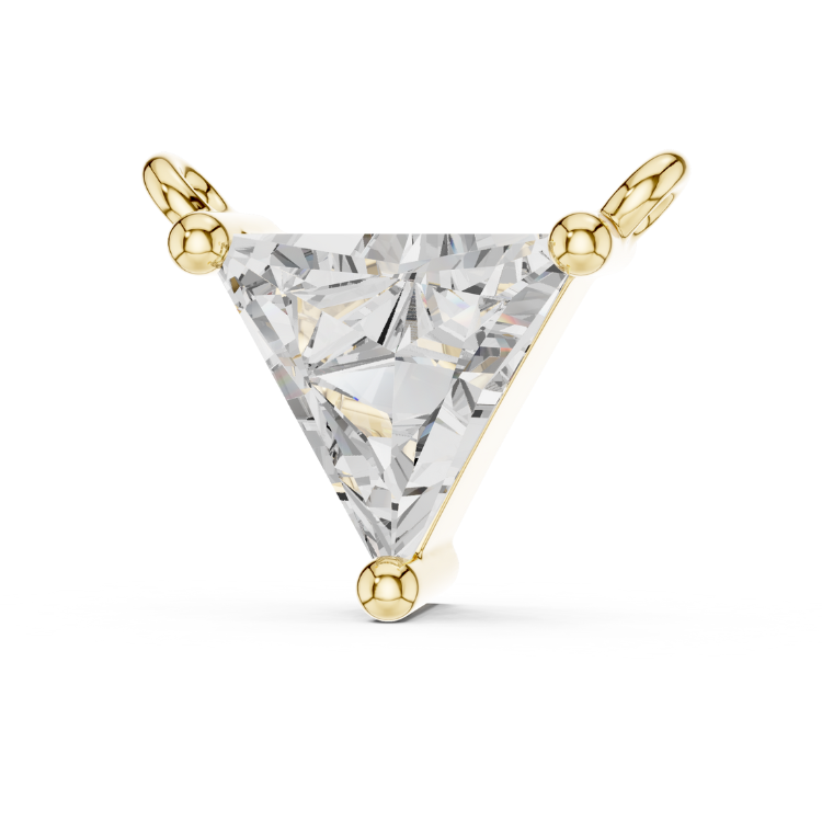 0.74ct Triangle Diamond Pendant in White, Yellow, Rose Gold | E VS1 Trillion Cut Necklace