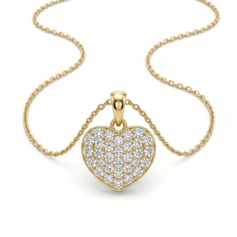 Excellent Jewels Pavé Diamond Heart Pendant