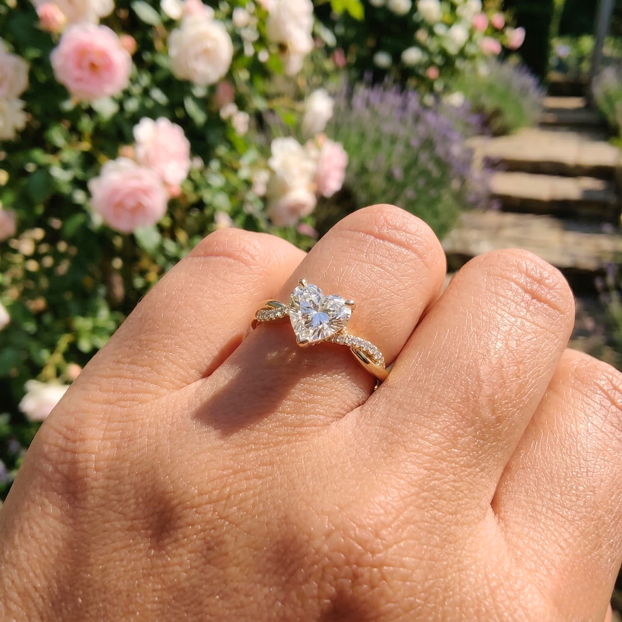 Heart Cut Twisted Pavé Ring