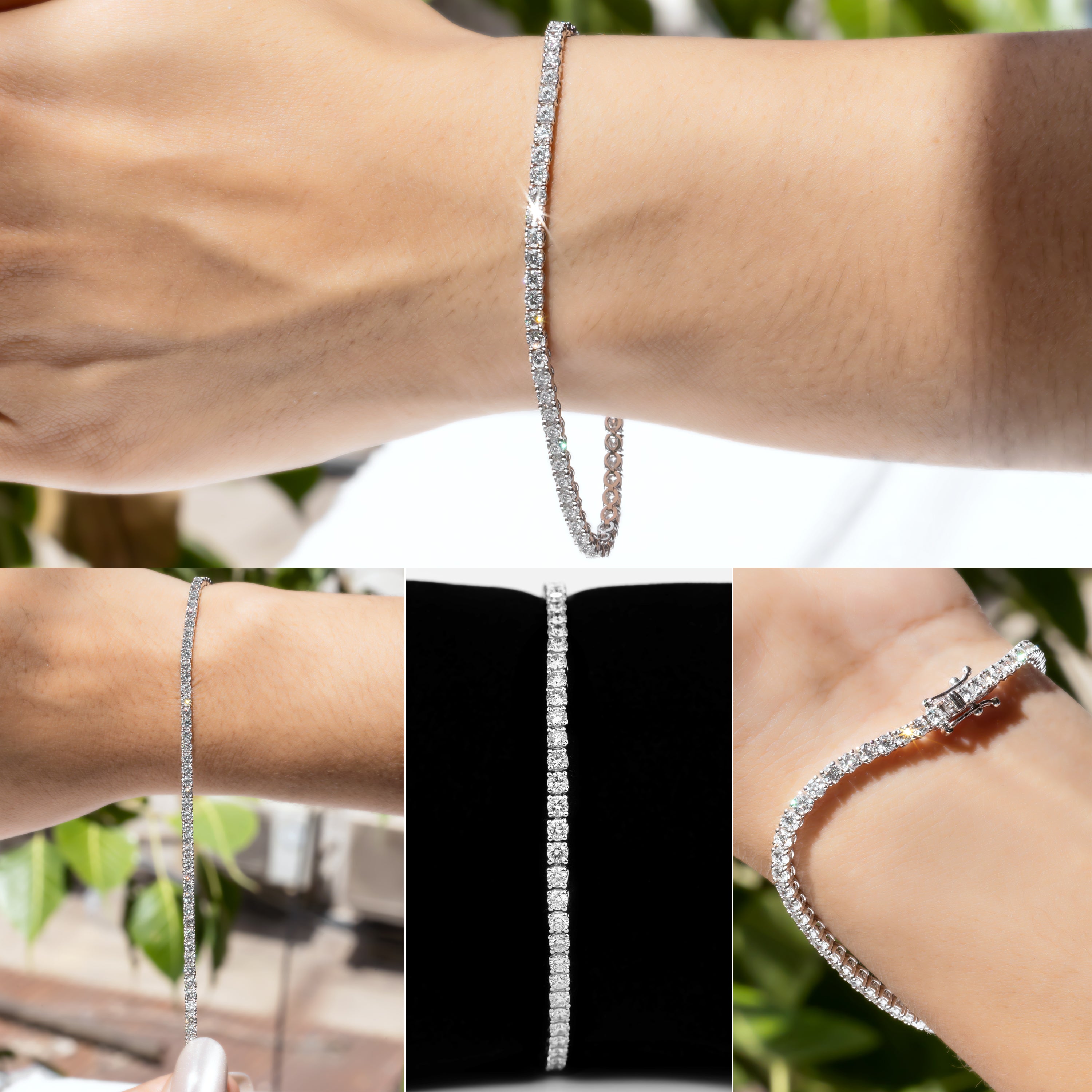 Round Brilliant CVD Diamond Tennis Bracelet in 18K White Gold