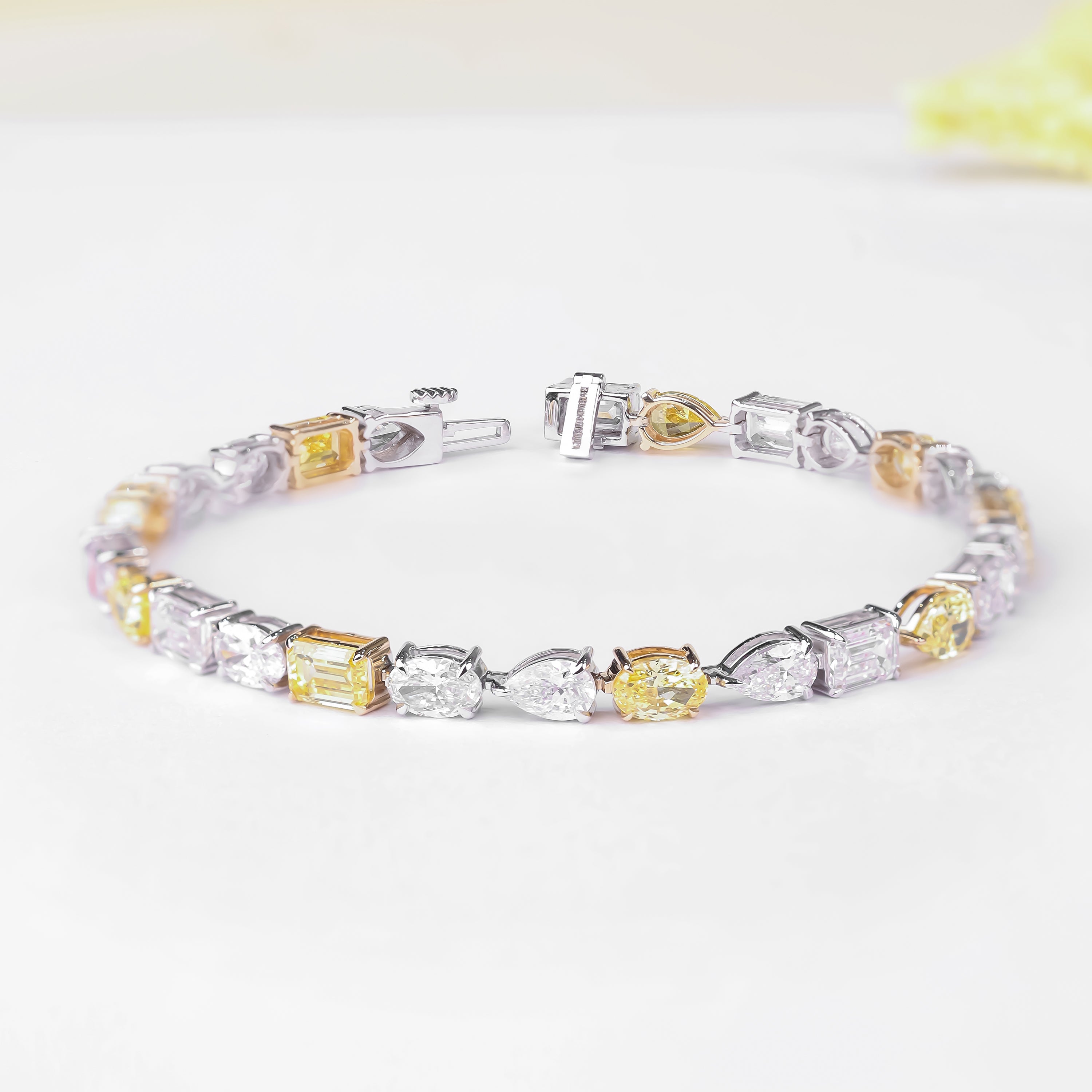 14K Tri-Color Gold Diamond Tennis Bracelet