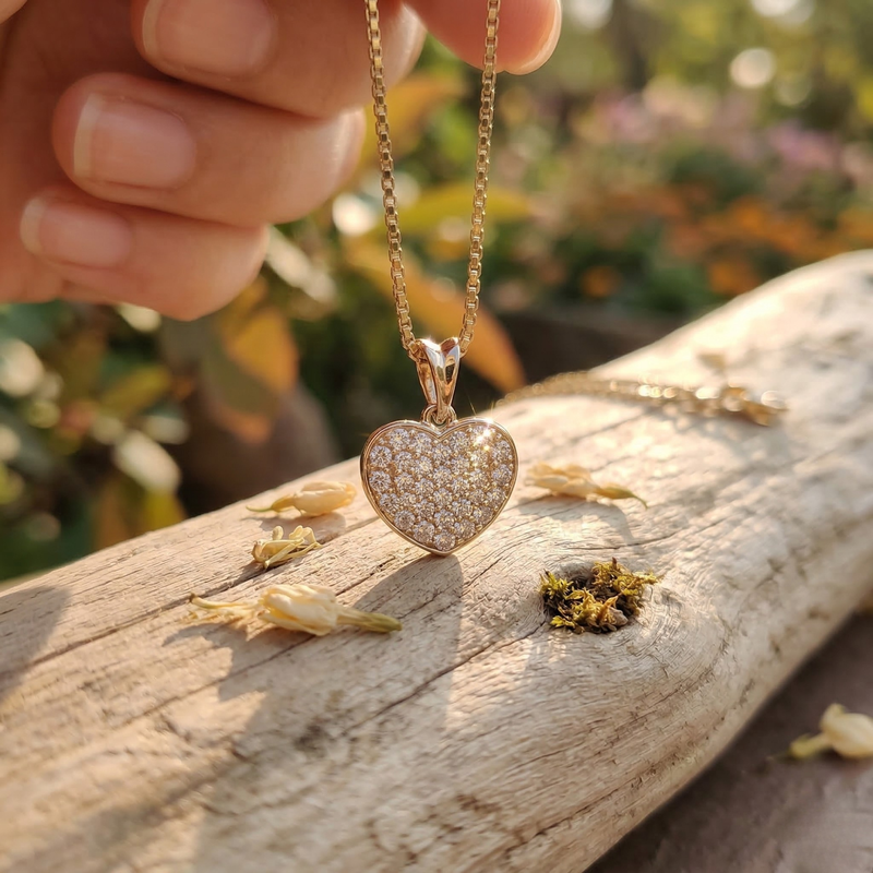 Excellent Jewels Pavé Diamond Heart Pendant