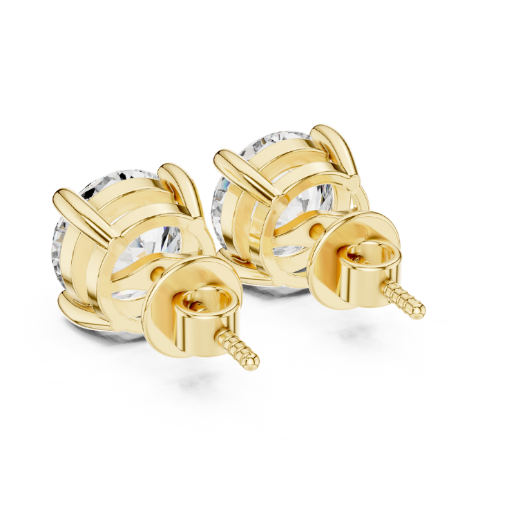 4.0 CTW  Diamond Stud Earrings, Elegant Round Brilliant Cut, E VS1, Gold Solitaire Screw Back, Luxury Jewelry for Women, Ideal Gift