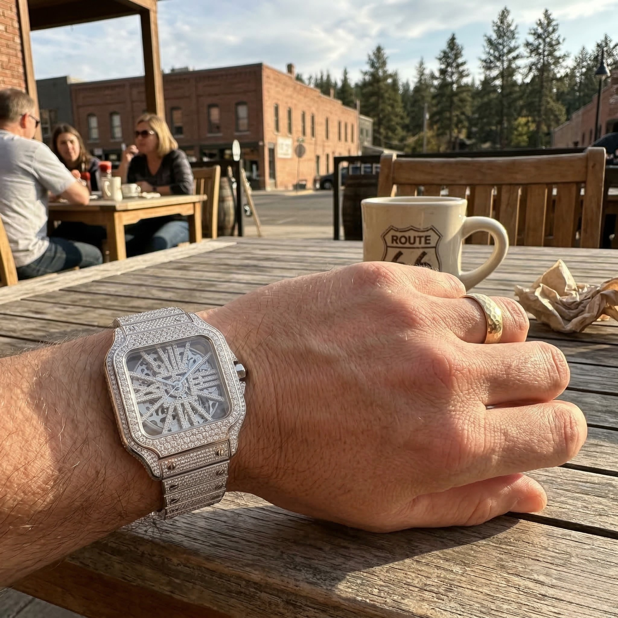 Excellent Jewels™ 42MM Skeleton Bust Down Moissanite Watch