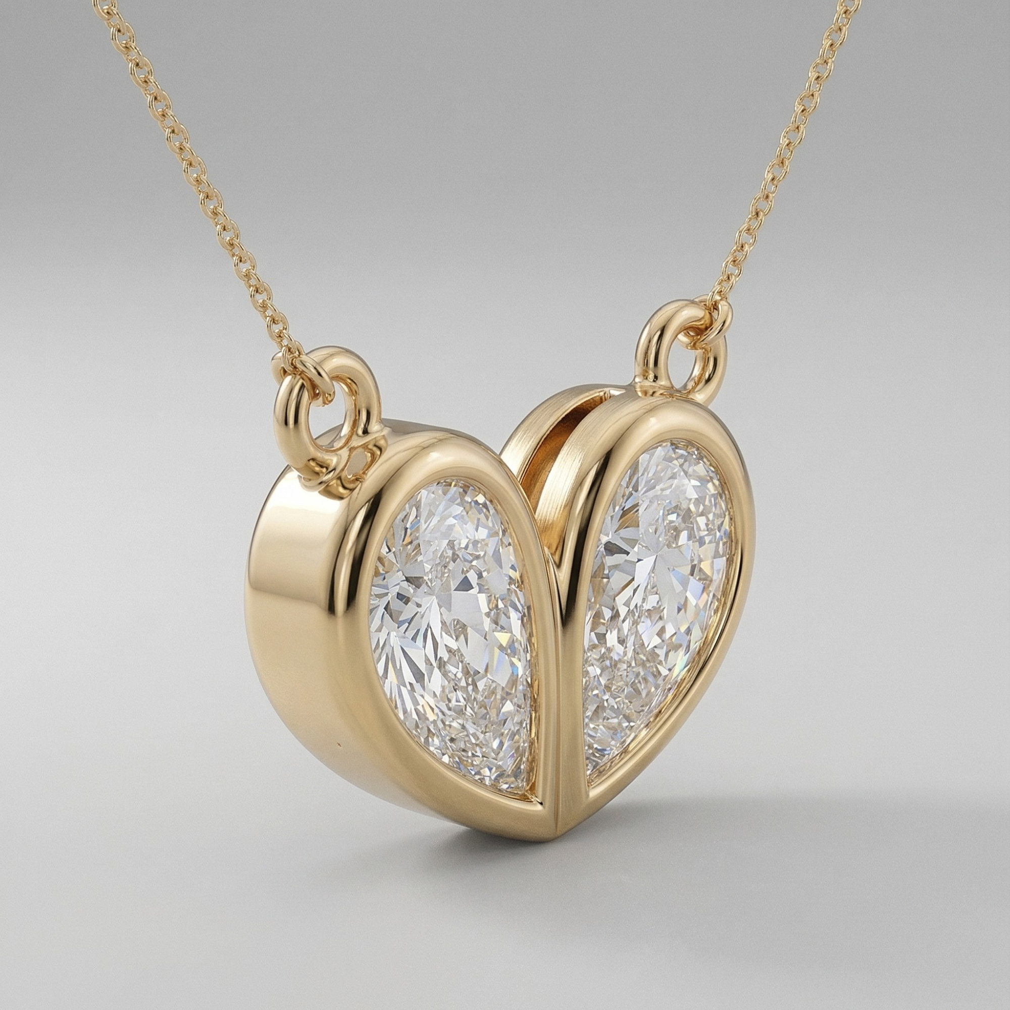 Excellent Jewels Lab-Grown Twin Pear Diamond Heart Necklace