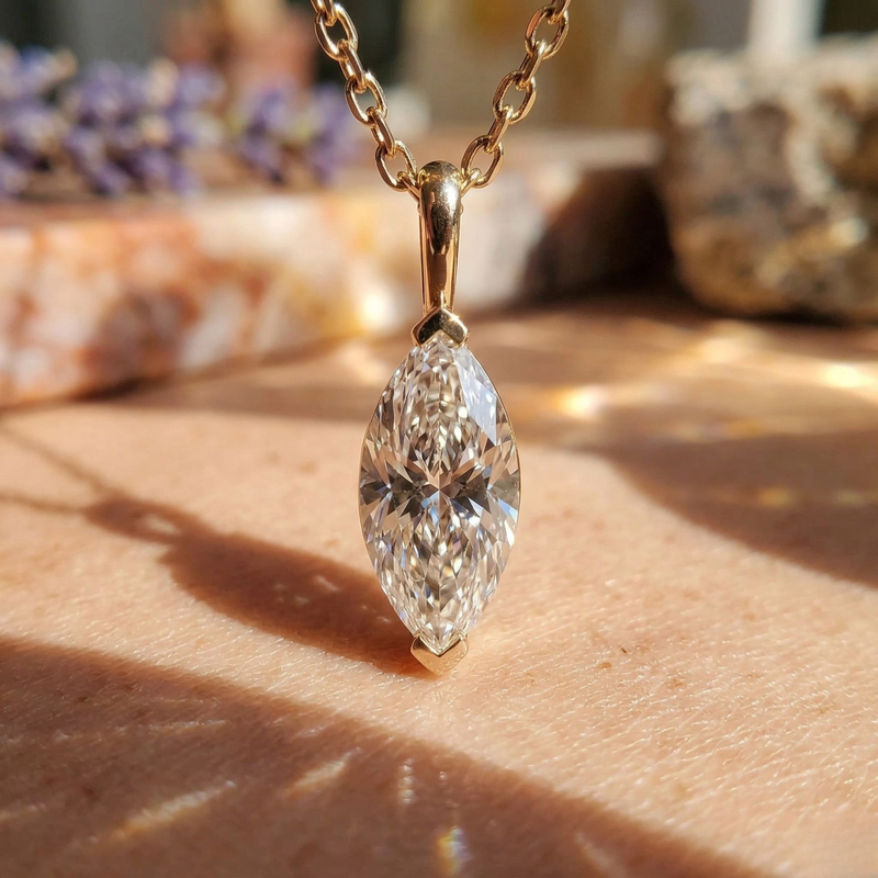 Solitaire Marquise Cut Diamond Pendant