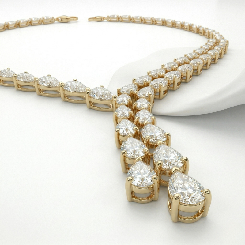 The Eternity Pear Drop Lariat Diamond Necklace