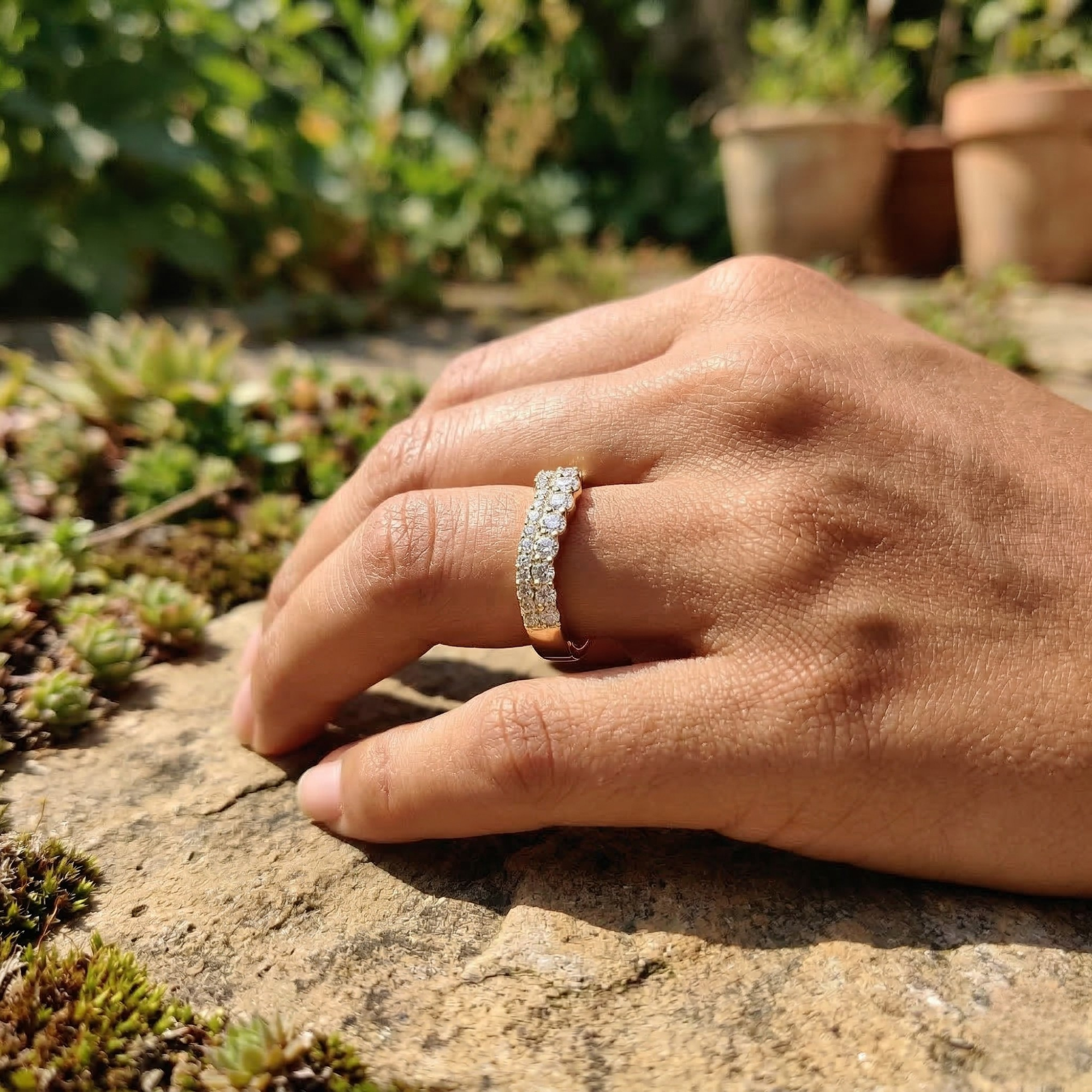 Lab-Grown Diamond Double Row Band Ring