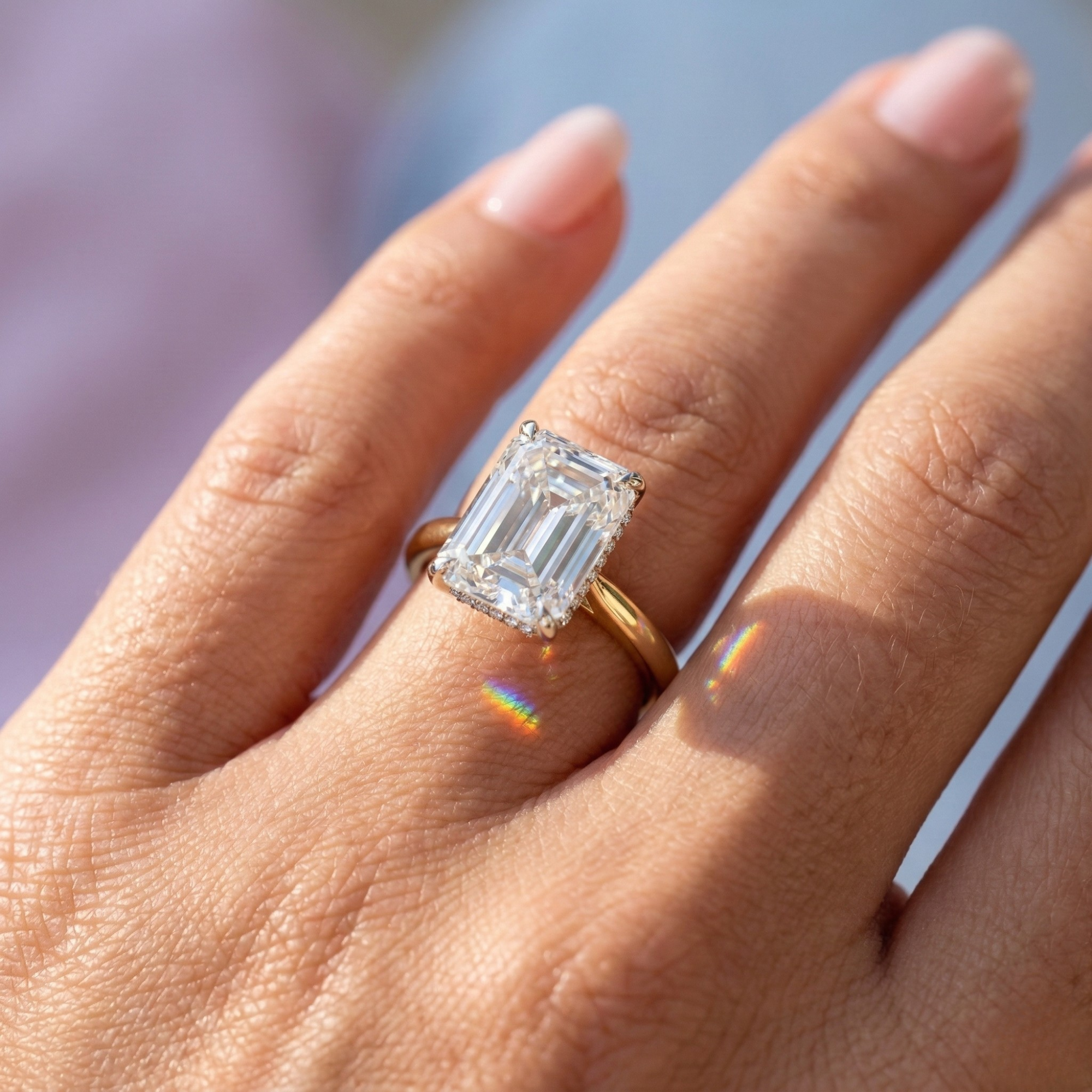 Emerald Cut Solitaire Diamond Engagement Ring