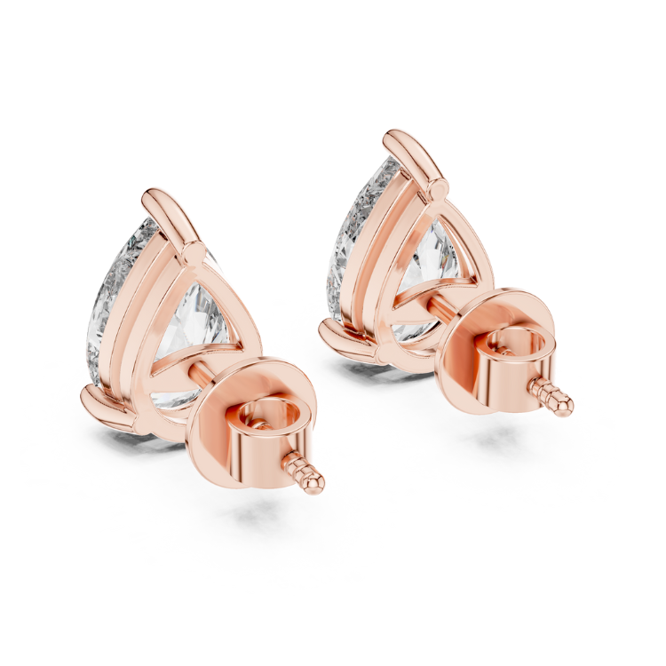 Pear Shape Diamond Stud Earrings 3.50 Ct VS1 E Color Natural Diamonds with White Yellow Rose Gold Screw Backs - Bridal Gift