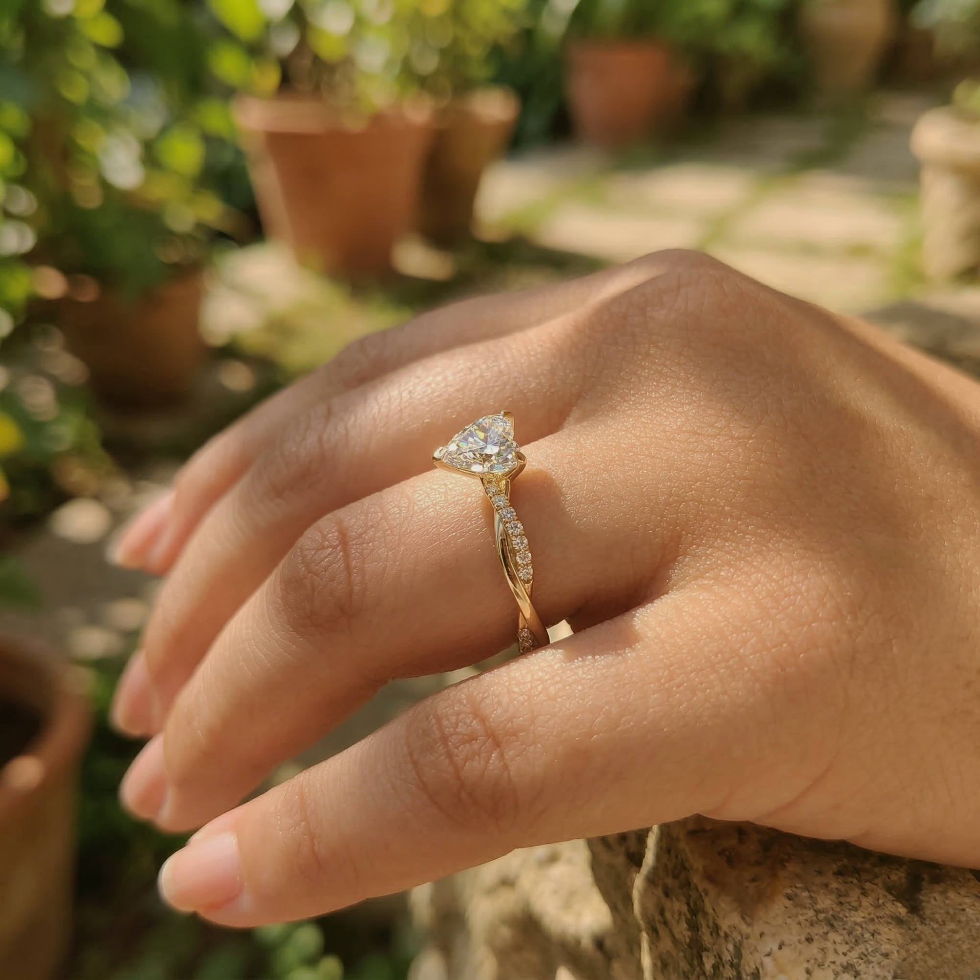 Heart Cut Twisted Pavé Ring