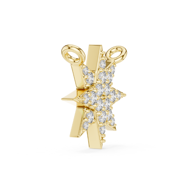 8 Point Diamond Star Pendant | Round Brilliant Cut Natural Diamond Necklace E Color VS1