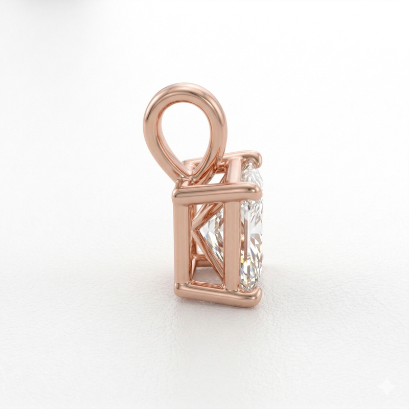 Timeless Princess Cut Diamond Solitaire Pendant – Rose Gold Elegance