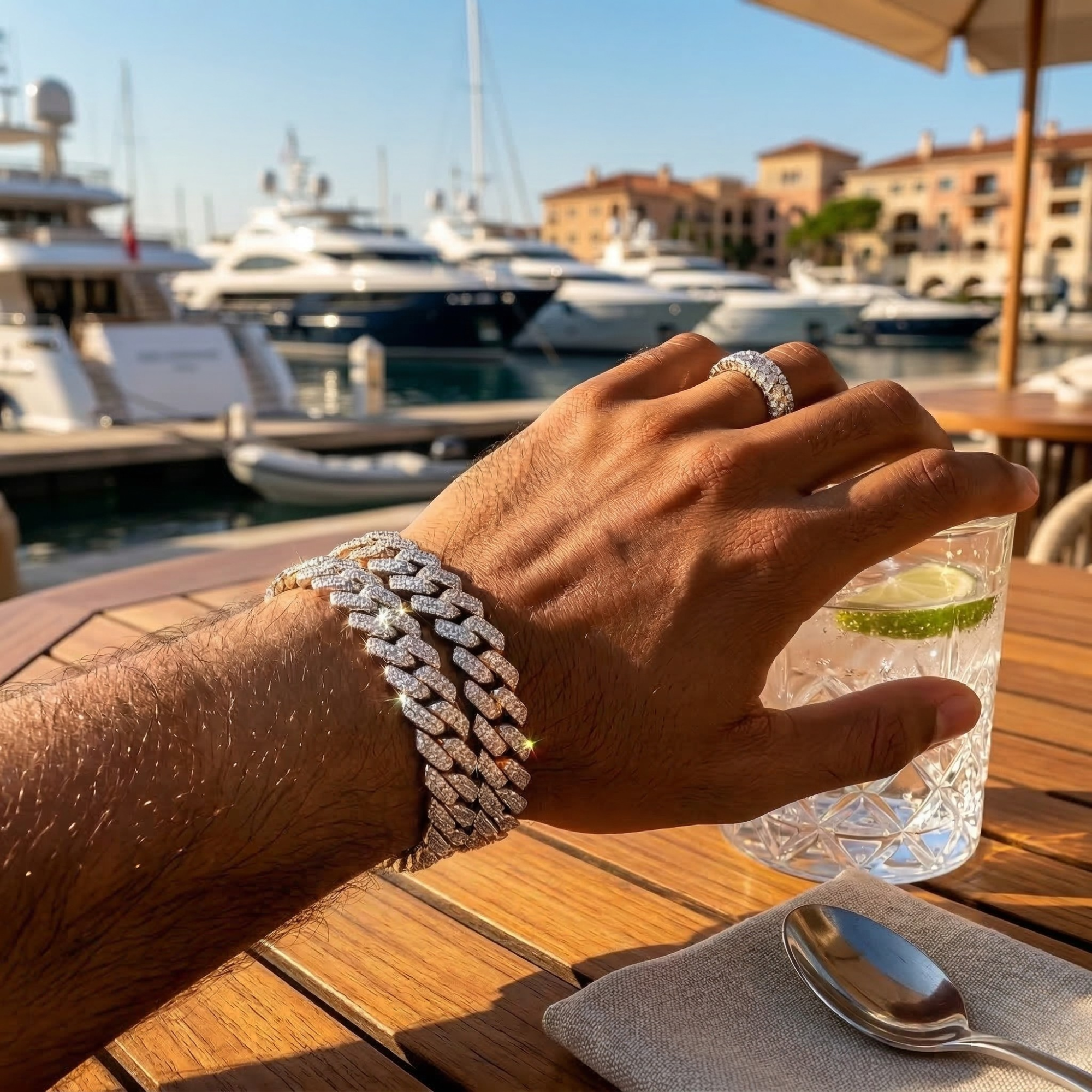 Excellent Jewels™ Moissanite Cuban Link Bracelet – 925 Sterling Silver, 14K Gold PVD Plated | D-Color VVS Iced Out