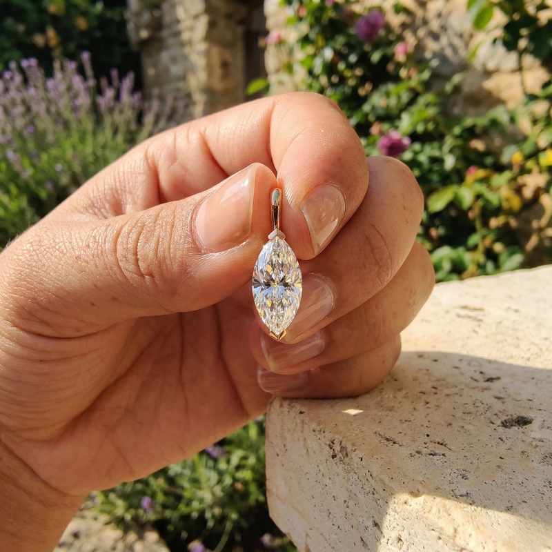 Solitaire Marquise Cut Diamond Pendant
