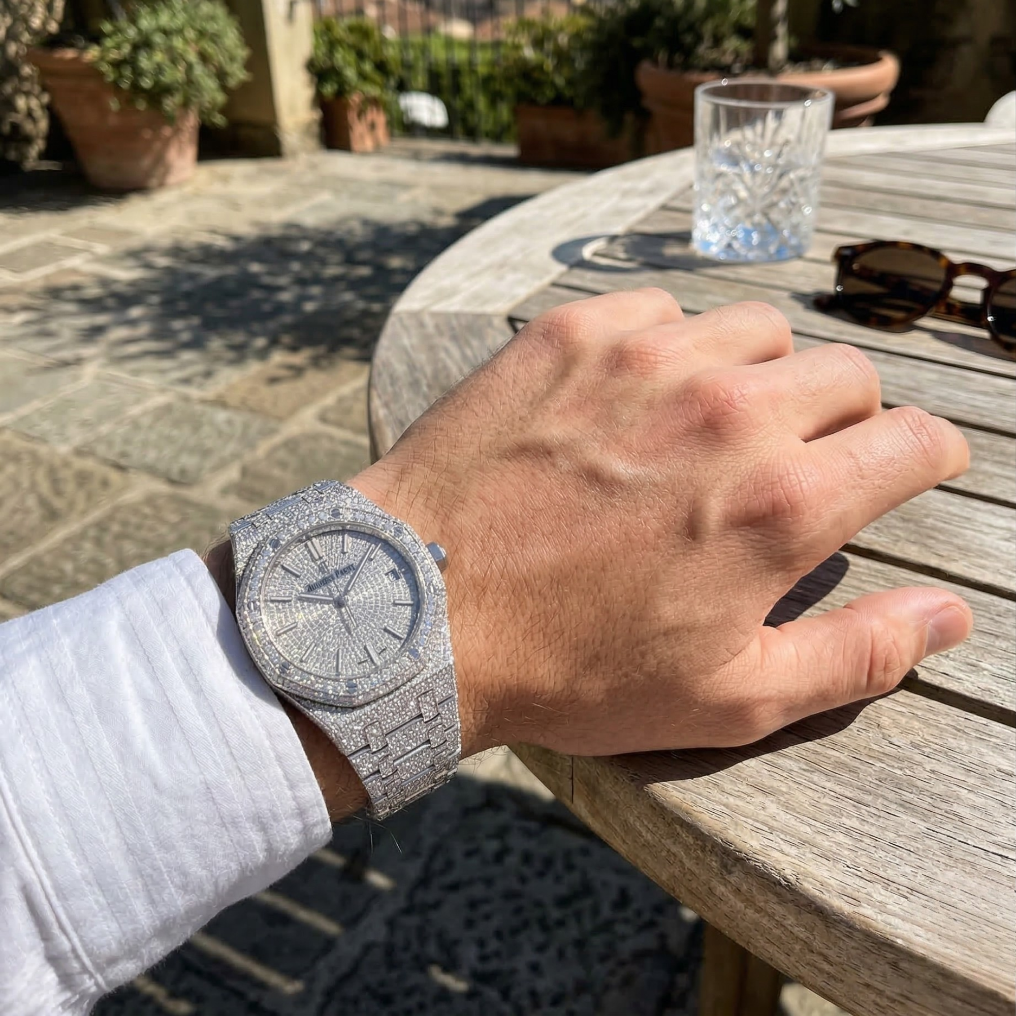 Bust Down Moissanite Watch  D-Color VVS Iced Out  Self-Winding Automatic Movement