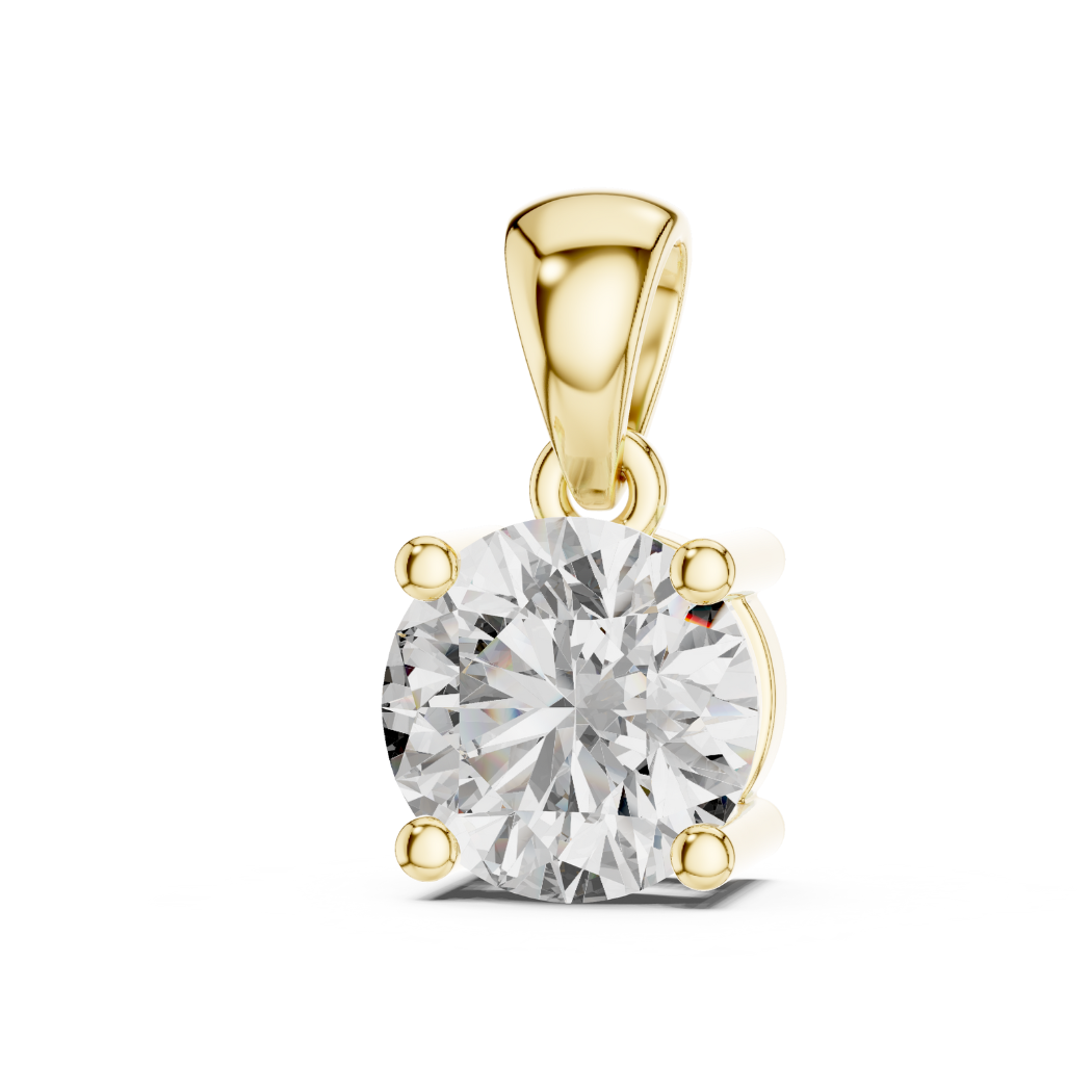 Round Diamond Solitaire Pendant Necklace | 1.20ct Total (1.00ct E VS1 Center + Accent Diamonds) | 10K-22K Gold, White Yellow Rose