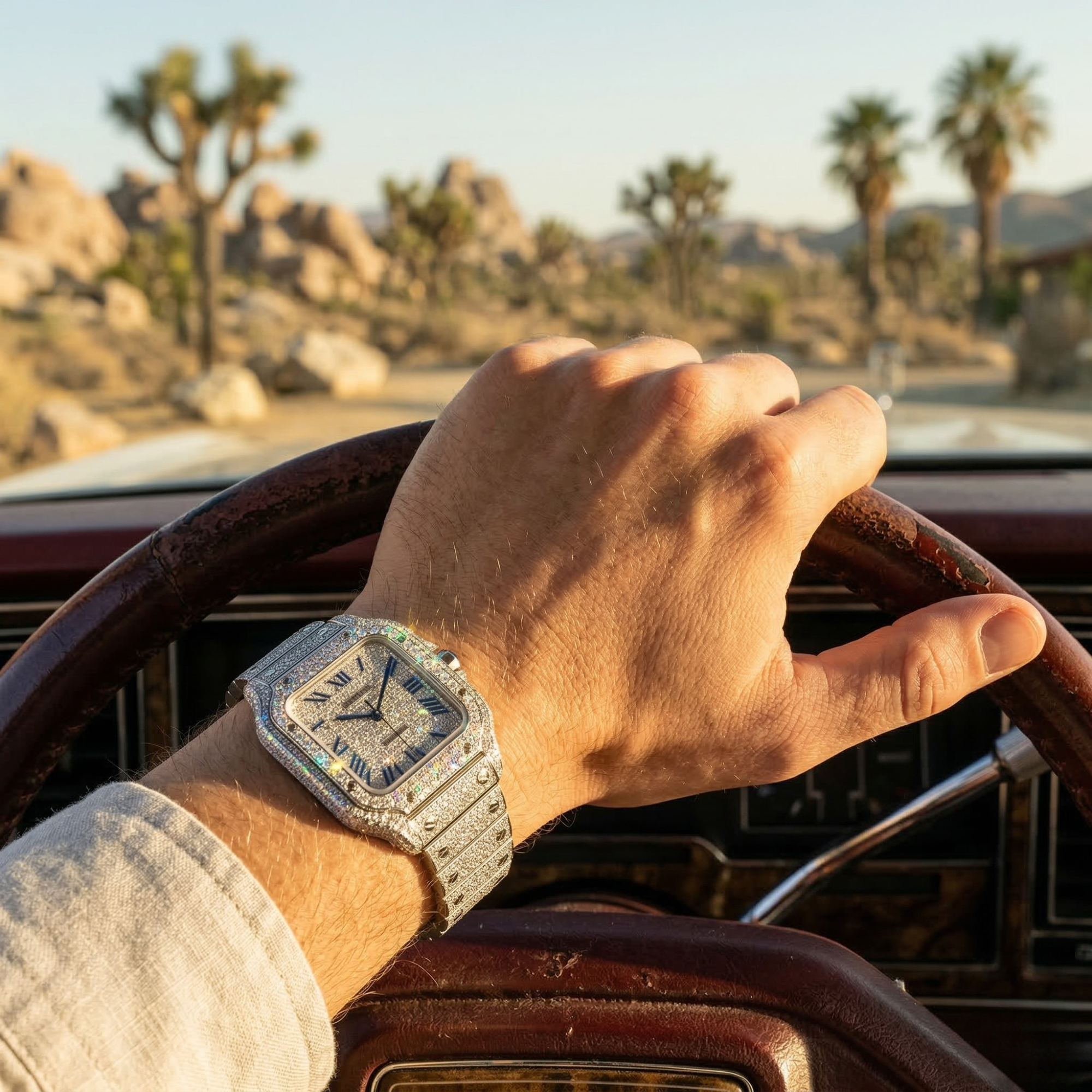 Excellent Jewels™ Men's 42MM Bust Down Moissanite Watch | 16CT D-Color VVS | Self-Winding Automatic Movement