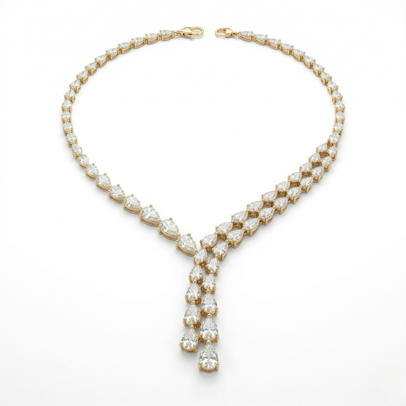 The Eternity Pear Drop Lariat Diamond Necklace