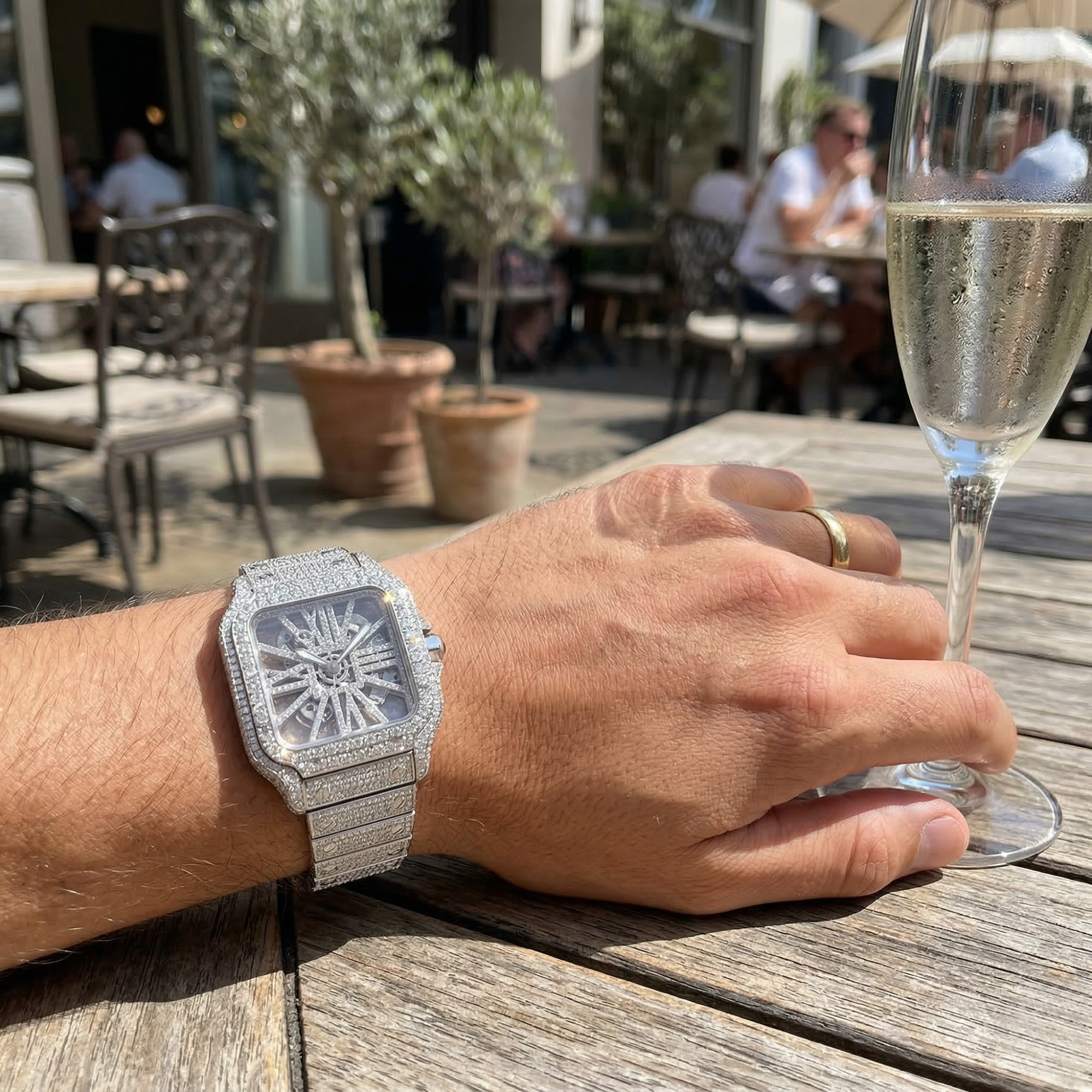 Excellent Jewels™ 42MM Skeleton Bust Down Moissanite Watch