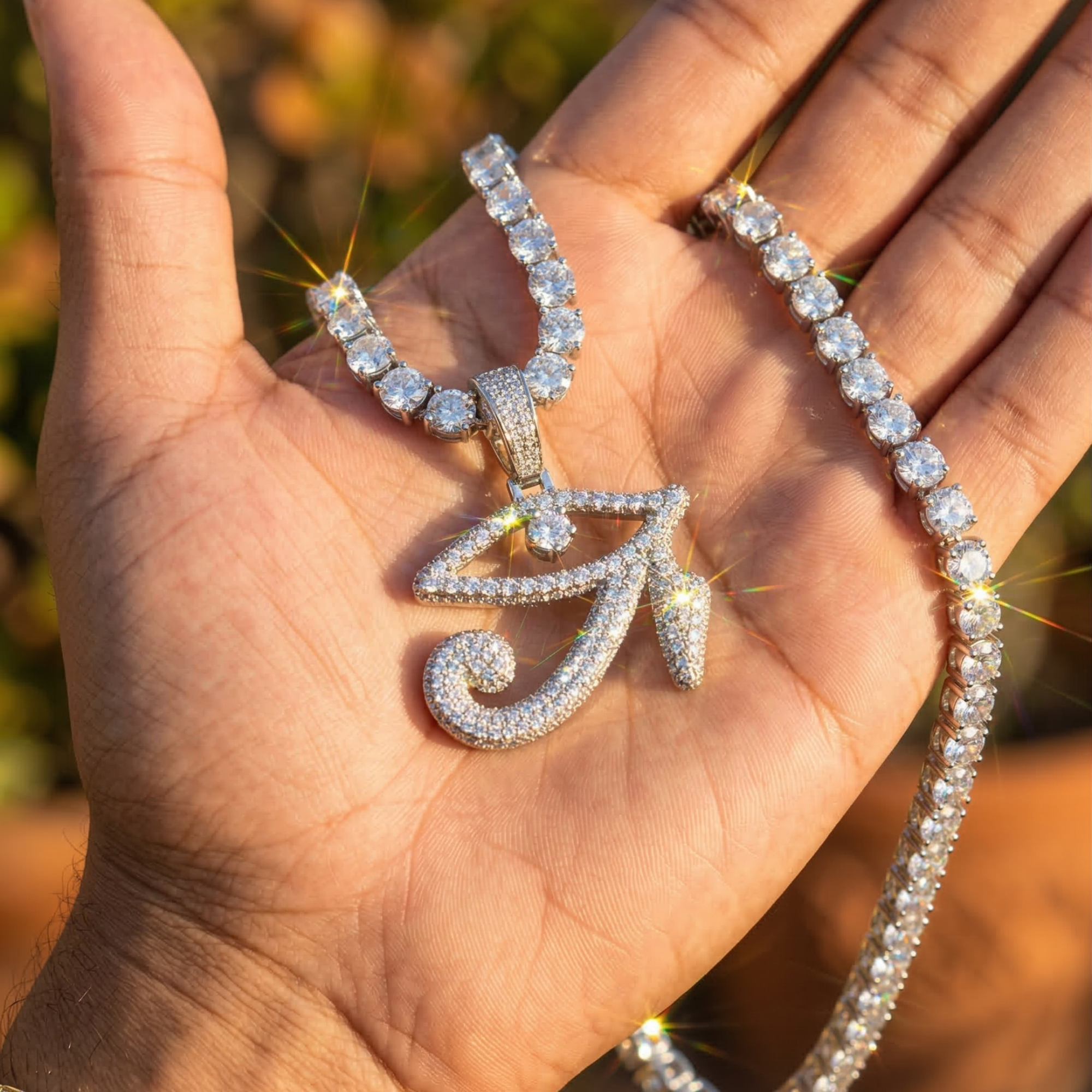 Eye of Horus Pendant Necklace | D-Color VVS Moissanite | 14K Gold | 925 Sterling Silver