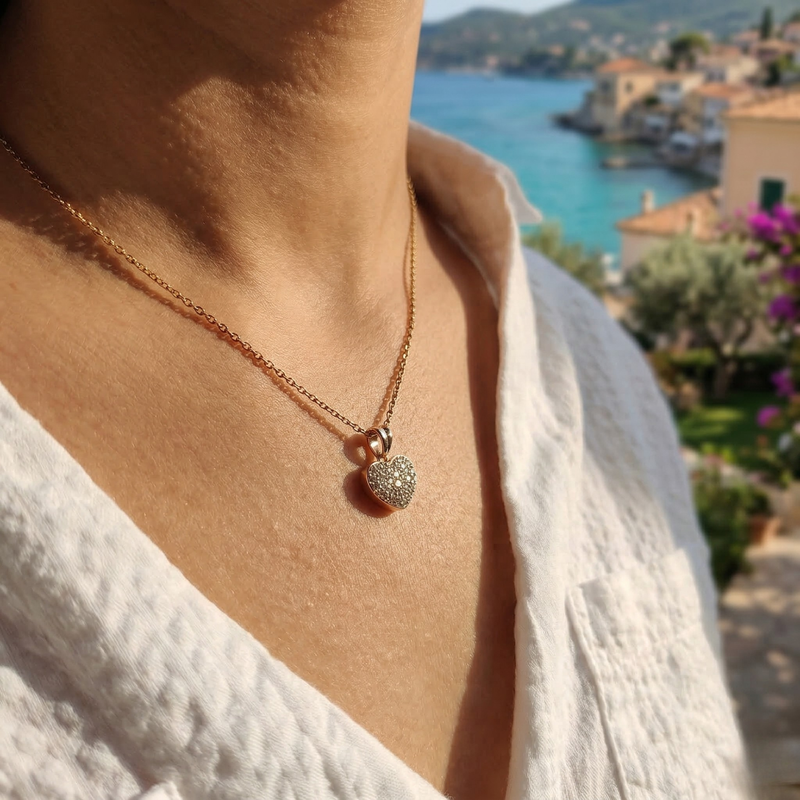 Excellent Jewels Pavé Diamond Heart Pendant
