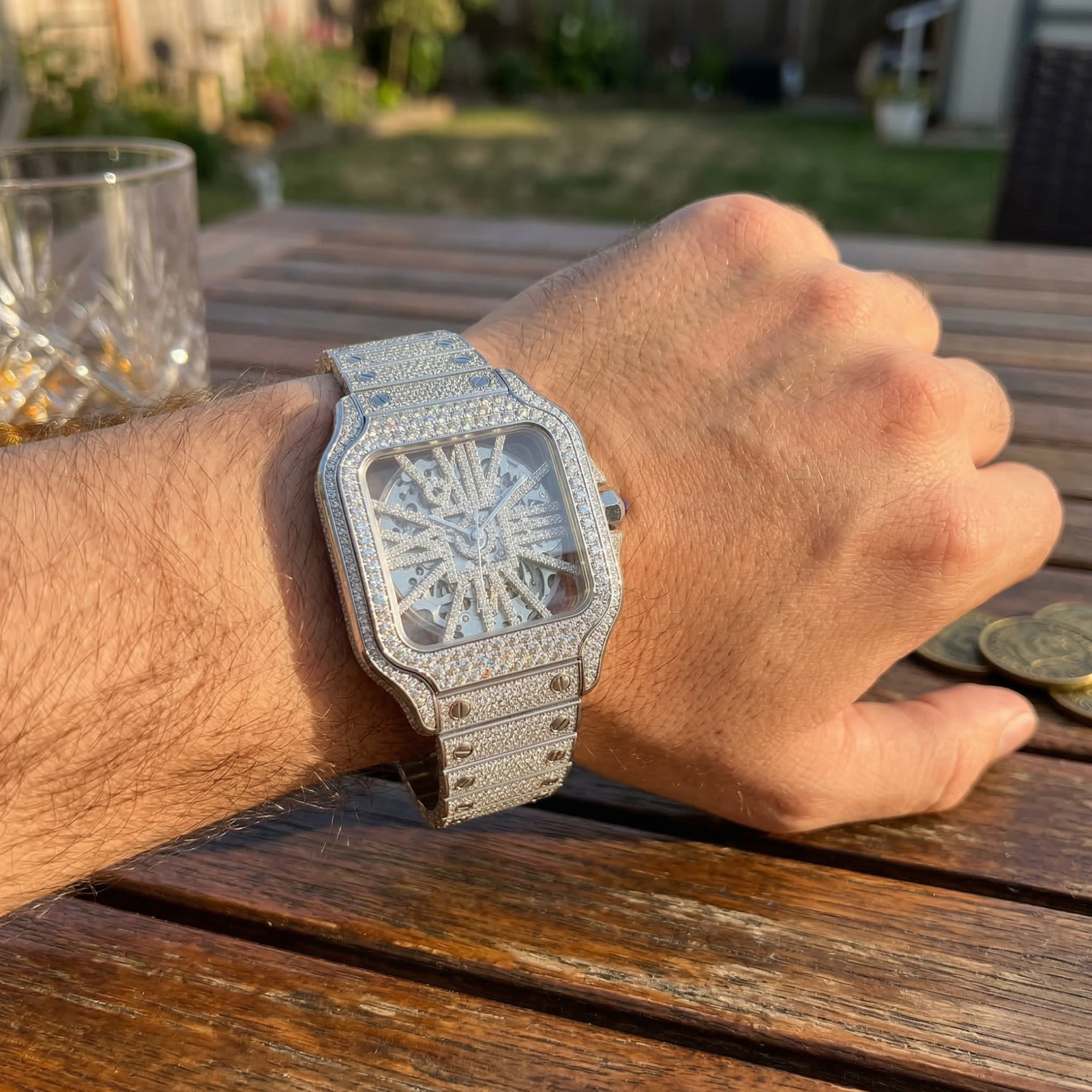 Excellent Jewels™ 42MM Skeleton Bust Down Moissanite Watch