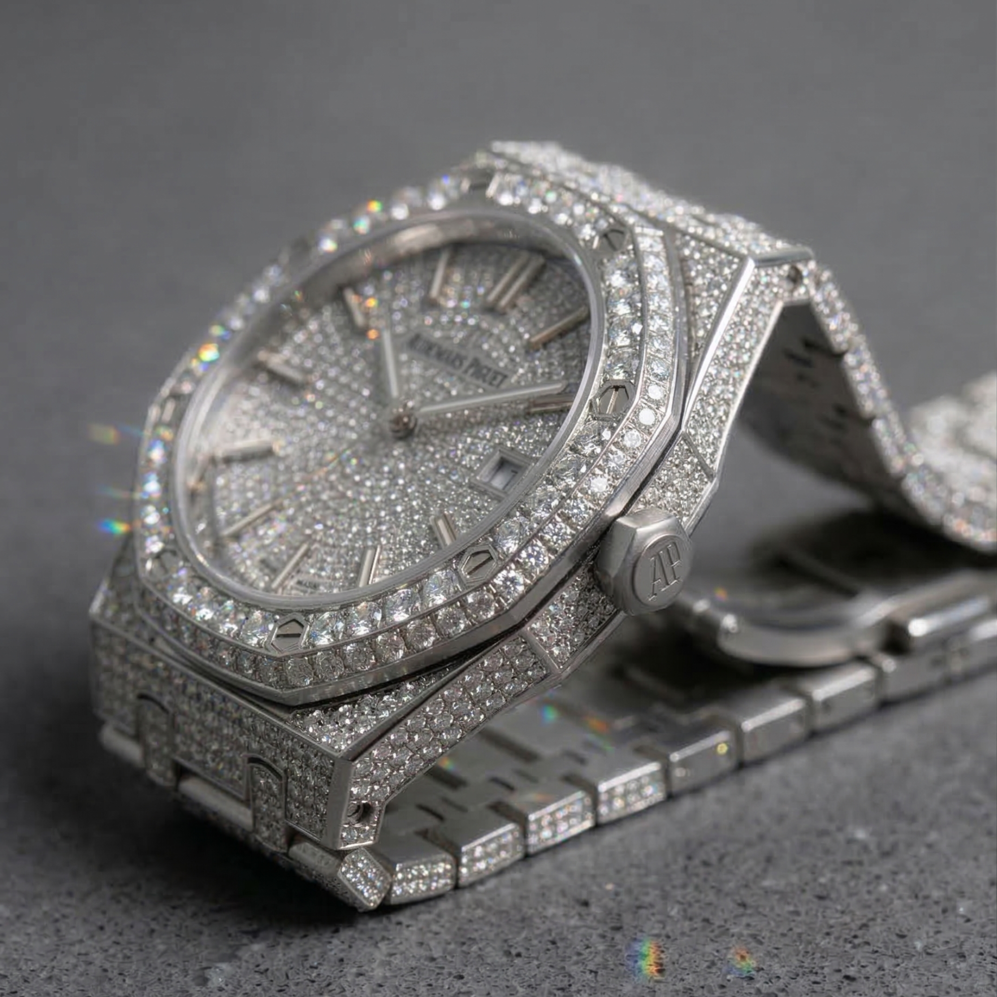 Bust Down Moissanite Watch  D-Color VVS Iced Out  Self-Winding Automatic Movement