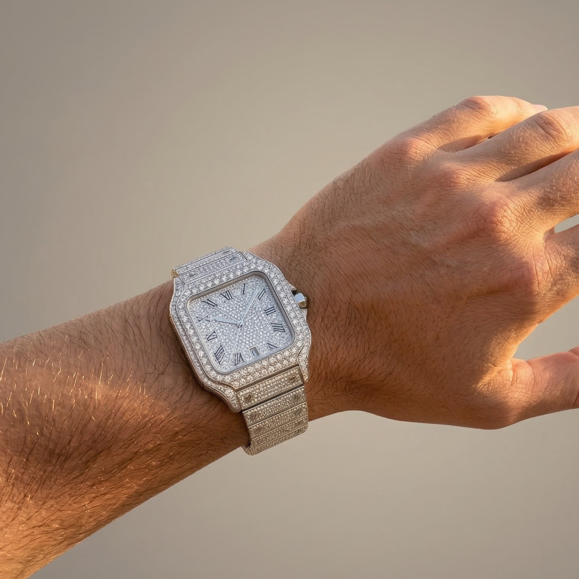 Excellent Jewels™ Men's 42MM Bust Down Moissanite Watch | 16CT D-Color VVS | Self-Winding Automatic Movement