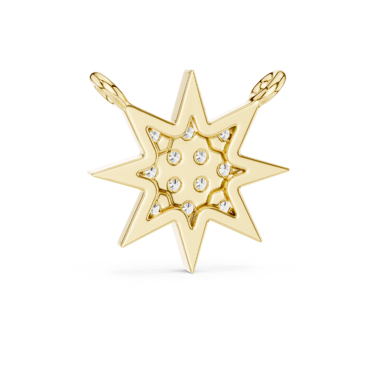 8 Point Diamond Star Pendant | Round Brilliant Cut Natural Diamond Necklace E Color VS1