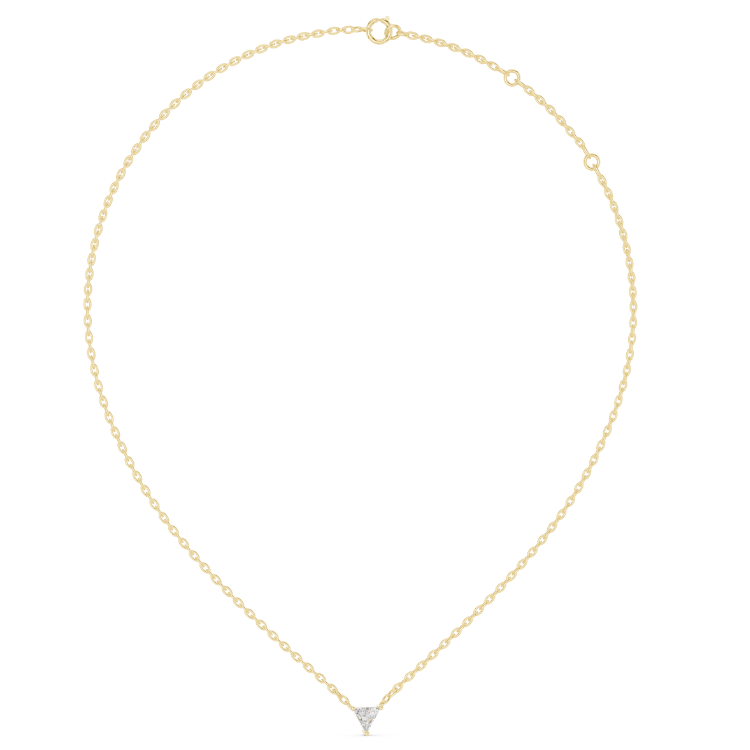 0.74ct Triangle Diamond Pendant in White, Yellow, Rose Gold | E VS1 Trillion Cut Necklace