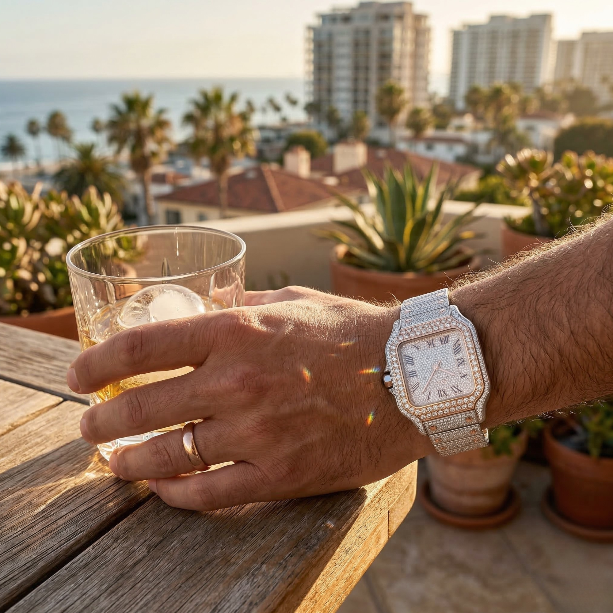 Men's Iced Out Bust Down Watch | 42mm VVS Moissanite 16CT | D-Color Diamond Tester Approved | Automatic Self-Winding | GRA Certified