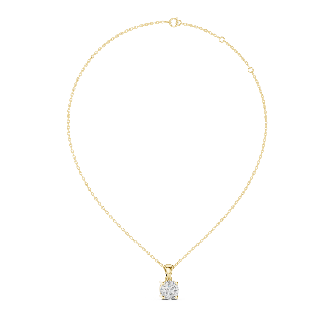 Round Diamond Solitaire Pendant Necklace | 1.20ct Total (1.00ct E VS1 Center + Accent Diamonds) | 10K-22K Gold, White Yellow Rose