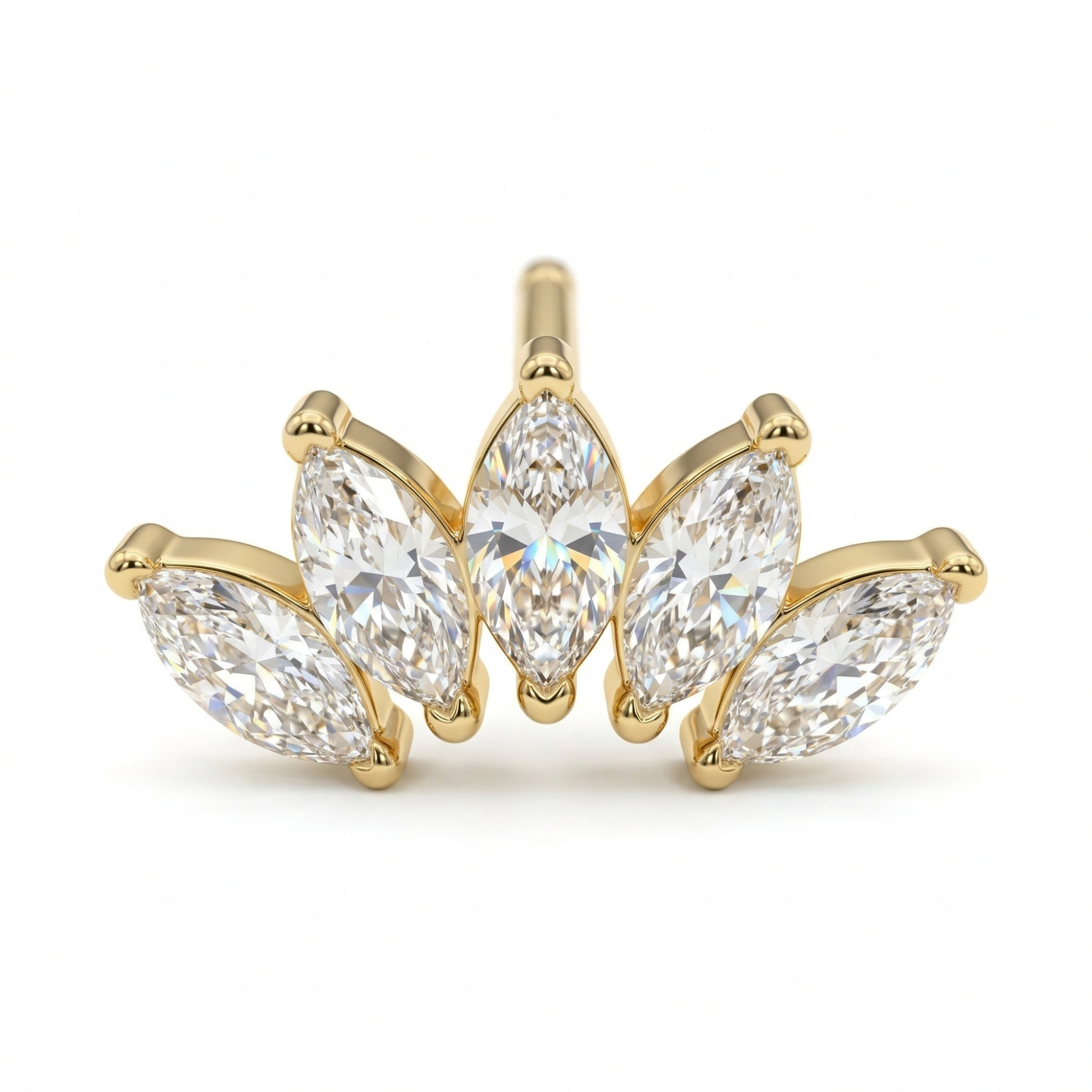 Marquise Diamond Fan Stud Earrings