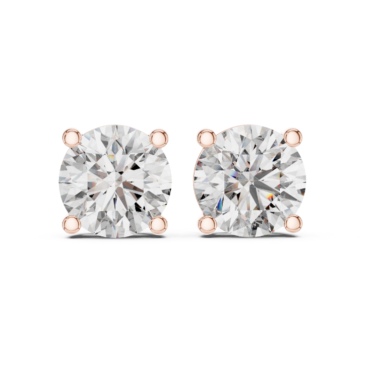 4.0 CTW  Diamond Stud Earrings, Elegant Round Brilliant Cut, E VS1, Gold Solitaire Screw Back, Luxury Jewelry for Women, Ideal Gift