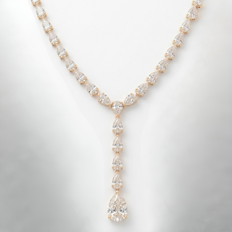 Lab-Grown Pear Diamond Lariat Y-Necklace with 3ct Statement Drop