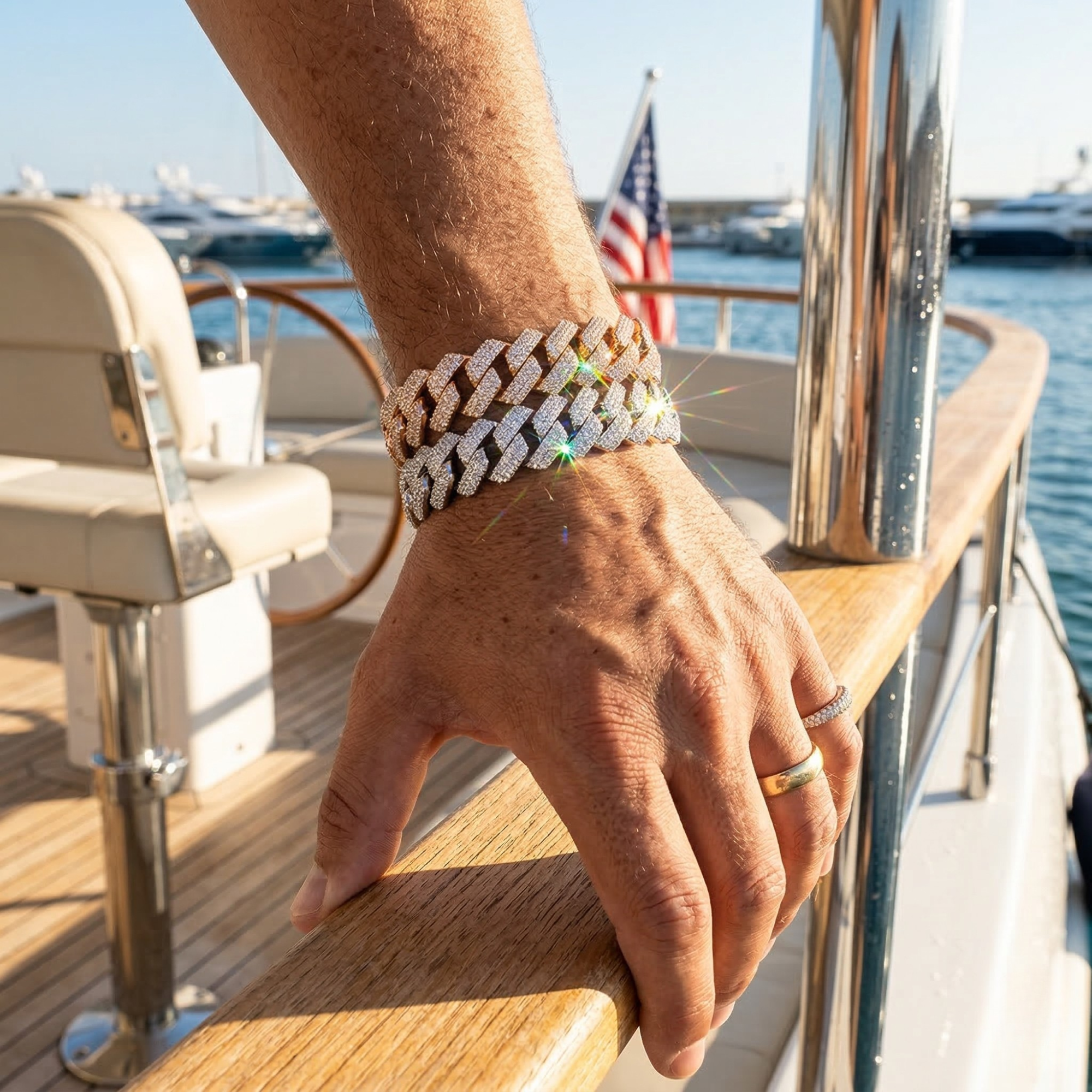 Excellent Jewels™ Moissanite Cuban Link Bracelet – 925 Sterling Silver, 14K Gold PVD Plated | D-Color VVS Iced Out