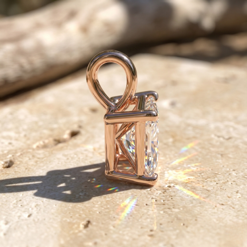 Timeless Princess Cut Diamond Solitaire Pendant – Rose Gold Elegance