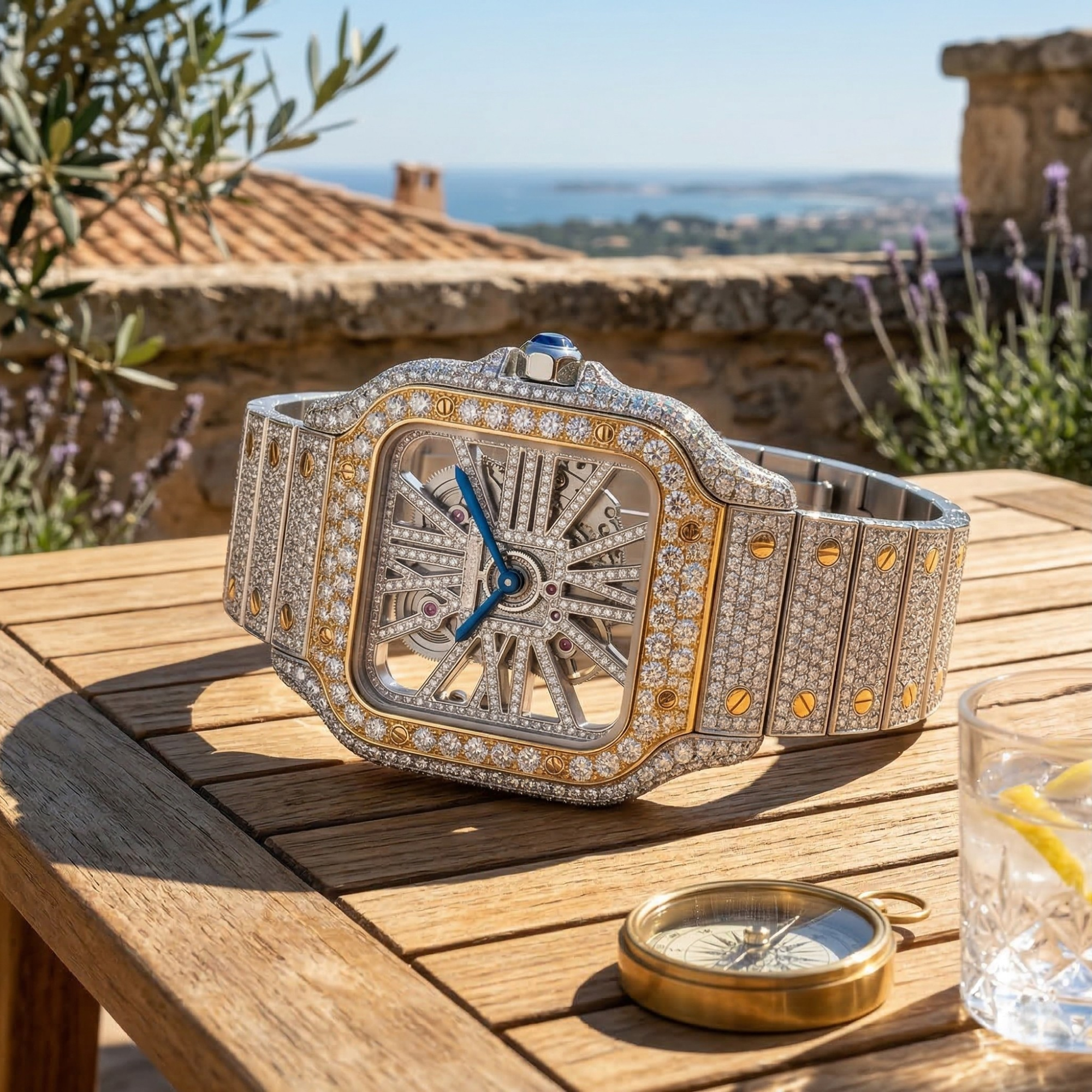 Luxury Fully Iced Out Moissanite Watch - Square Bezel VVS Clarity Custom Timepiece