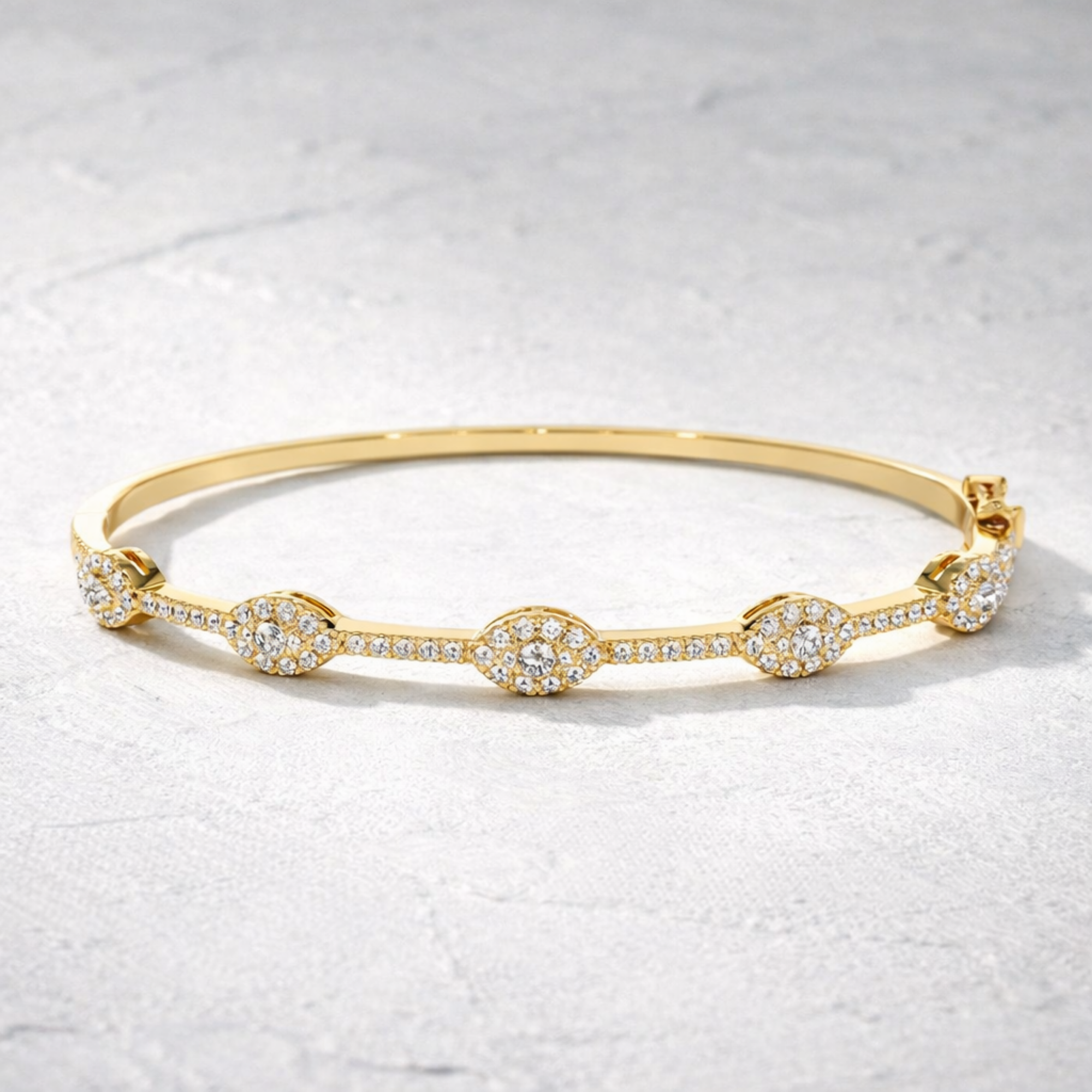 Lab Grown Diamond Cluster Hinged Bangle Bracelet