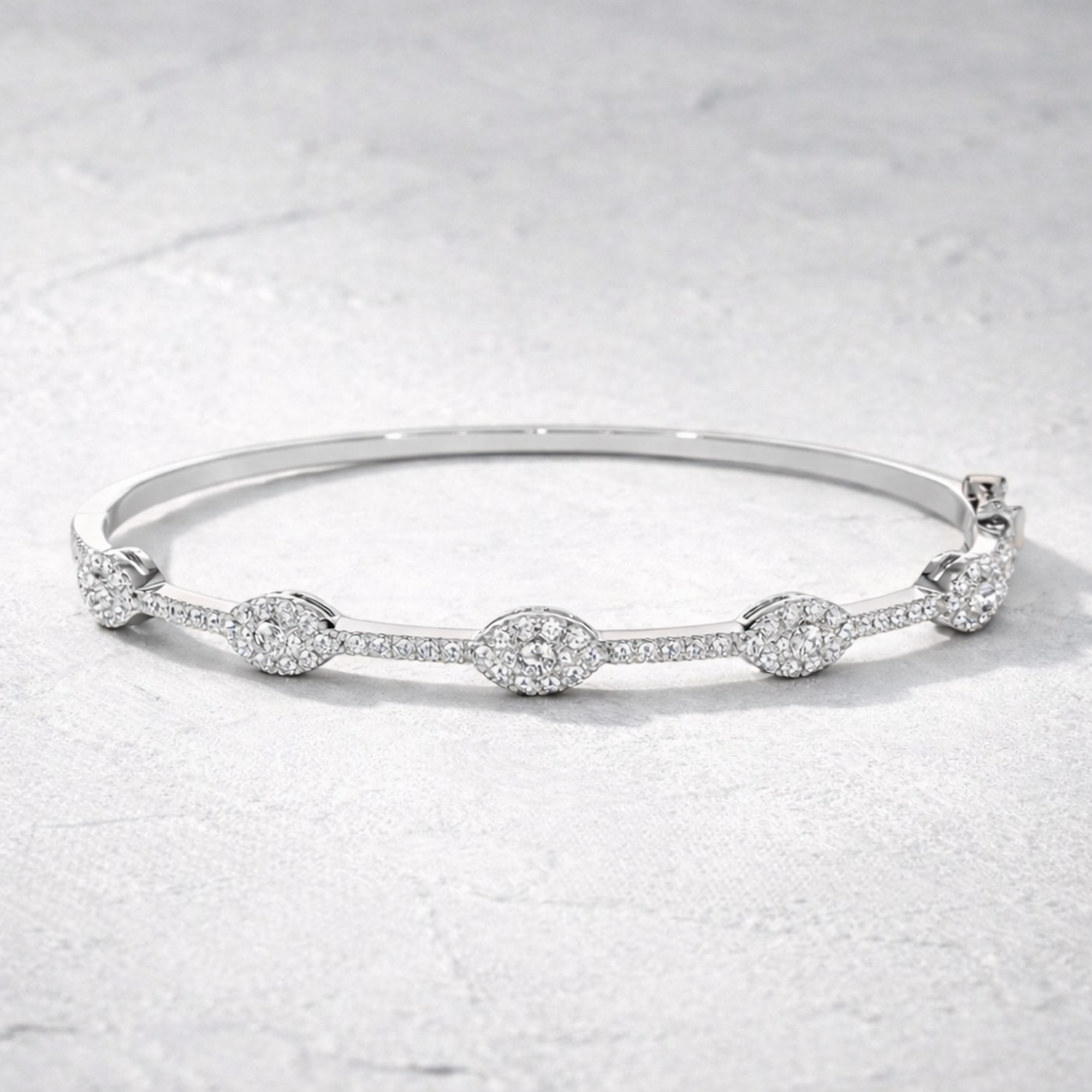 Lab Grown Diamond Cluster Hinged Bangle Bracelet