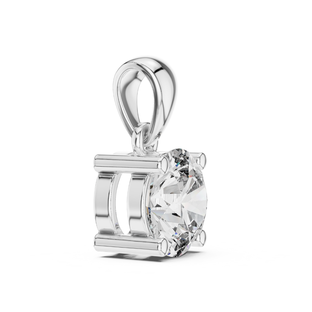 Round Diamond Solitaire Pendant Necklace | 1.20ct Total (1.00ct E VS1 Center + Accent Diamonds) | 10K-22K Gold, White Yellow Rose