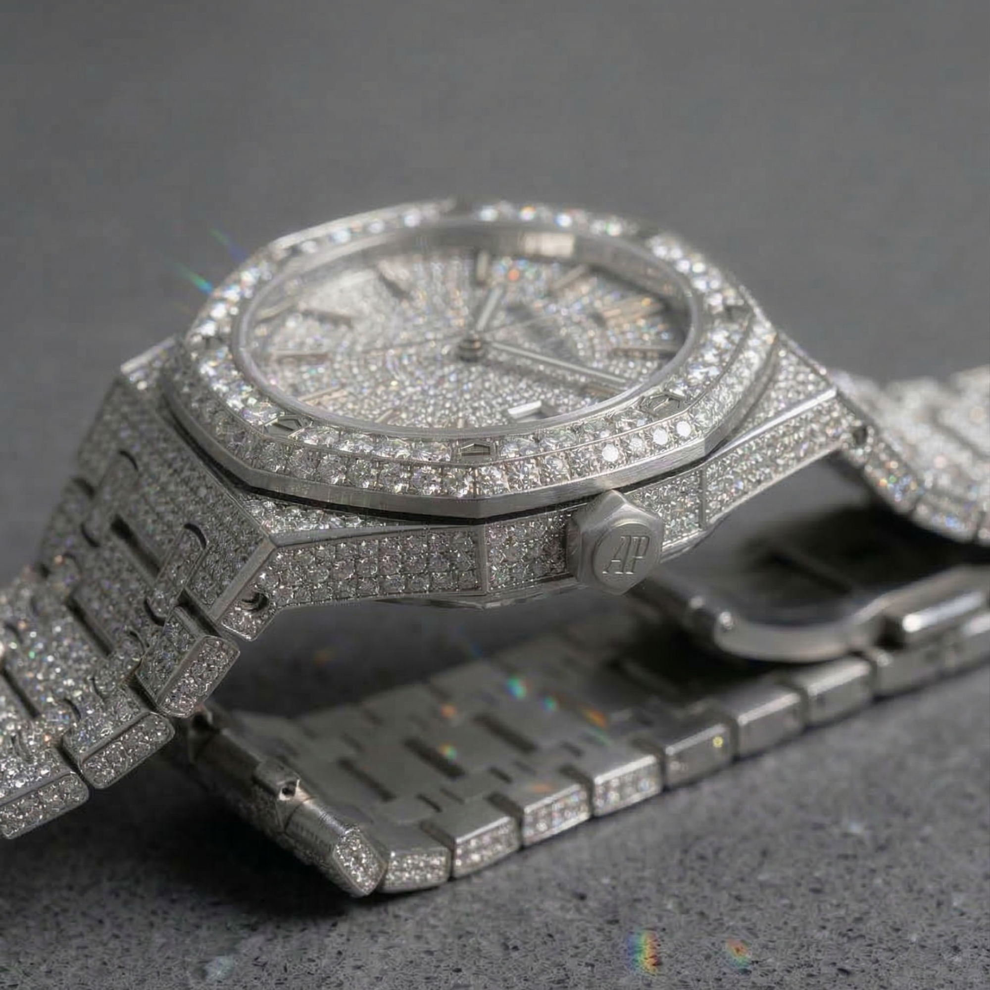 Bust Down Moissanite Watch  D-Color VVS Iced Out  Self-Winding Automatic Movement