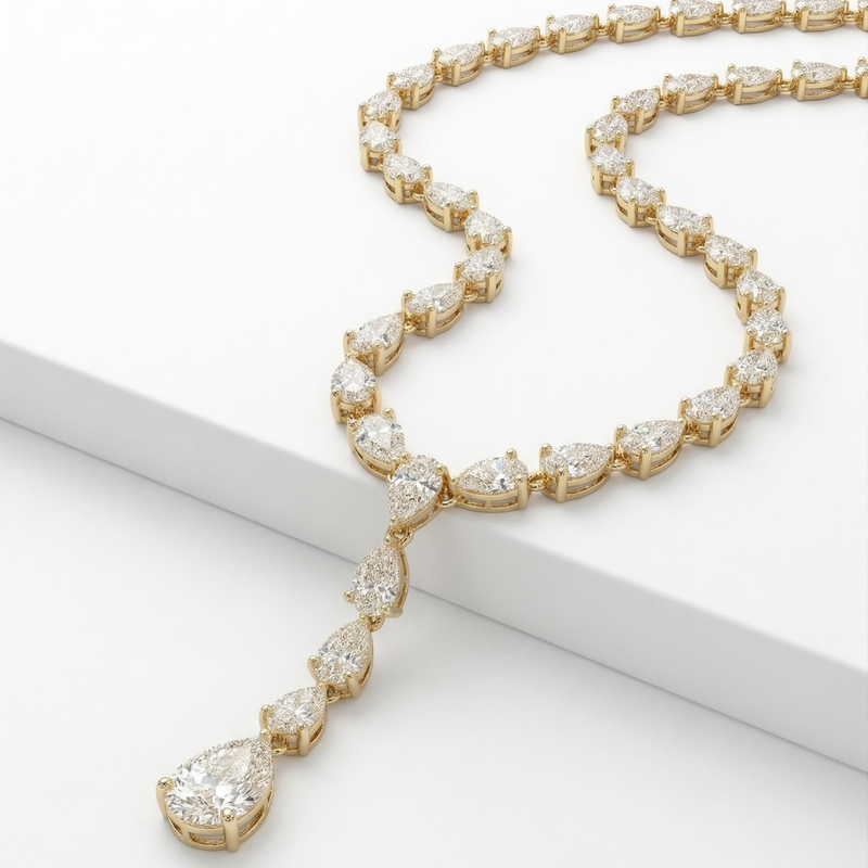 Lab-Grown Pear Diamond Lariat Y-Necklace with 3ct Statement Drop