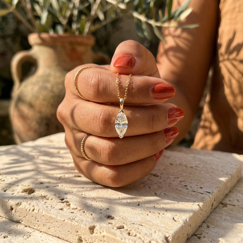 Solitaire Marquise Cut Diamond Pendant