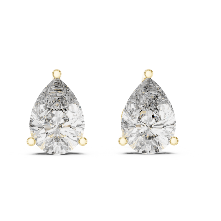 Pear Shape Diamond Stud Earrings 3.50 Ct VS1 E Color Natural Diamonds with White Yellow Rose Gold Screw Backs - Bridal Gift