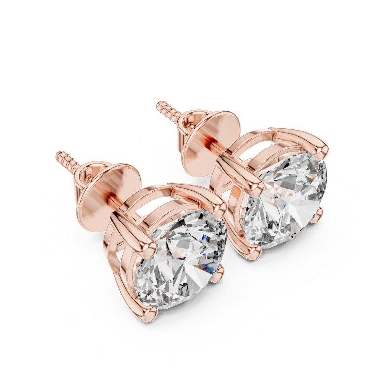 4.0 CTW  Diamond Stud Earrings, Elegant Round Brilliant Cut, E VS1, Gold Solitaire Screw Back, Luxury Jewelry for Women, Ideal Gift