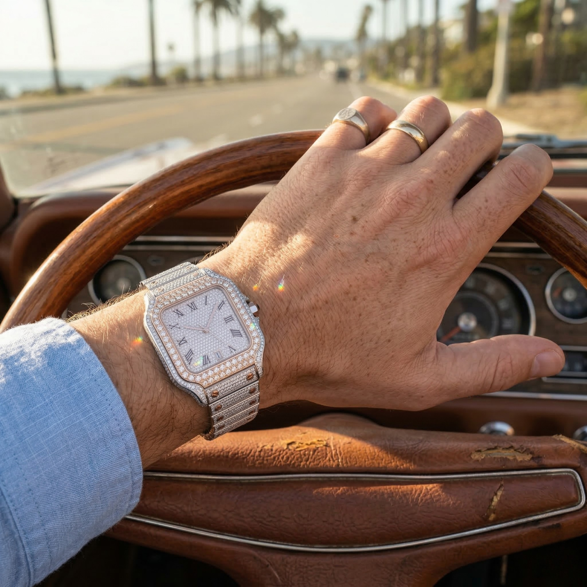 Men's Iced Out Bust Down Watch | 42mm VVS Moissanite 16CT | D-Color Diamond Tester Approved | Automatic Self-Winding | GRA Certified